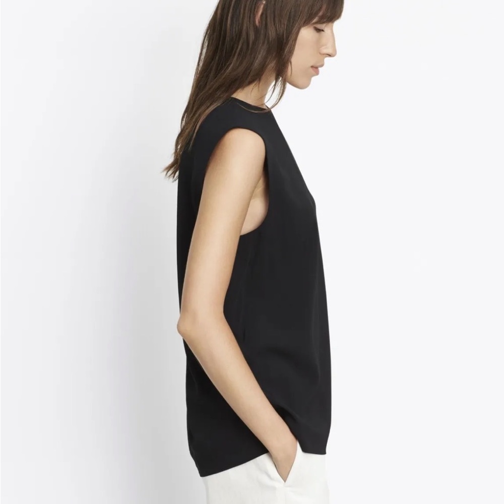 VINCE Black Split Back Shell Tank M - Picture 2 of 10